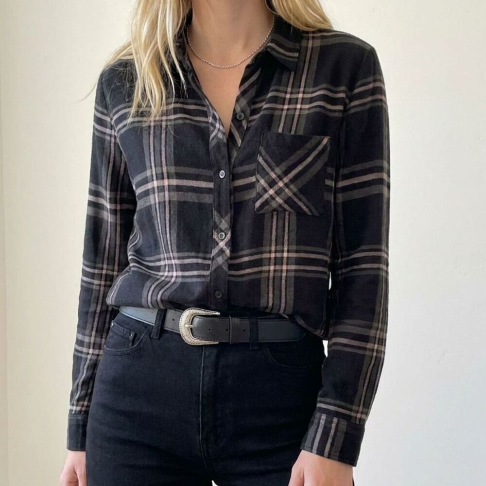 Rails Hunter Western Glam Metallic Line Plaid Shirt ~$158
